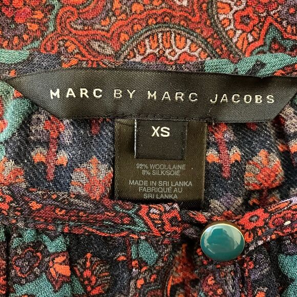 Marc by Marc Jacobs Paisley Wool Boho Top Colorful Small - Picture 7 of 8
